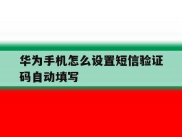 包含华为手机怎么设置短信验证码自动填写的词条