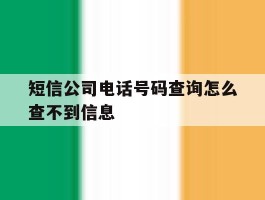 短信公司电话号码查询怎么查不到信息