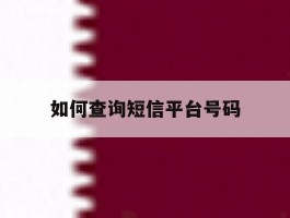如何查询短信平台号码