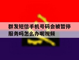 关于群发短信手机号码会被暂停服务吗怎么办呢视频的信息