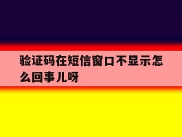 验证码在短信窗口不显示怎么回事儿呀