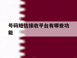 号码短信接收平台有哪些功能