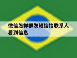 微信怎样群发短信给联系人看到信息
