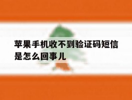 关于苹果手机收不到验证码短信是怎么回事儿的信息