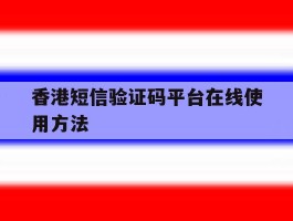 香港短信验证码平台在线使用方法