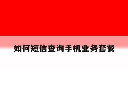 如何短信查询手机业务套餐