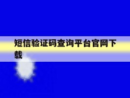 短信验证码查询平台官网下载