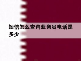 短信怎么查询业务员电话是多少
