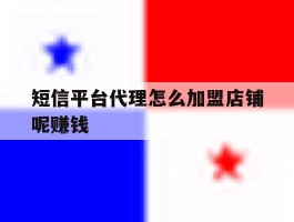 短信平台代理怎么加盟店铺呢赚钱