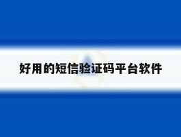 好用的短信验证码平台软件