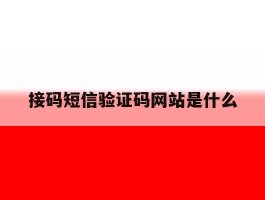 接码短信验证码网站是什么