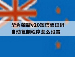 华为荣耀v20短信验证码自动复制程序怎么设置