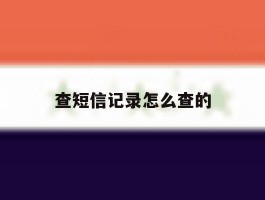 查短信记录怎么查的