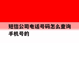 短信公司电话号码怎么查询手机号的的简单介绍