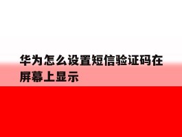 华为怎么设置短信验证码在屏幕上显示