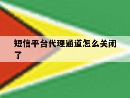 短信平台代理通道怎么关闭了