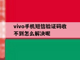 vivo手机短信验证码收不到怎么解决呢