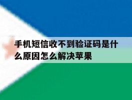 手机短信收不到验证码是什么原因怎么解决苹果的简单介绍