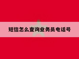 短信怎么查询业务员电话号
