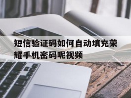 短信验证码如何自动填充荣耀手机密码呢视频