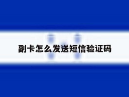 副卡怎么发送短信验证码
