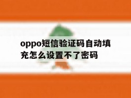 oppo短信验证码自动填充怎么设置不了密码