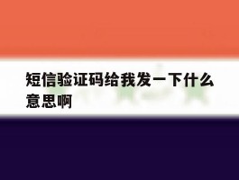 短信验证码给我发一下什么意思啊