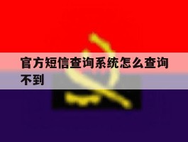 官方短信查询系统怎么查询不到