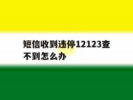 短信收到违停12123查不到怎么办