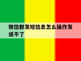 微信群发短信息怎么操作发送不了