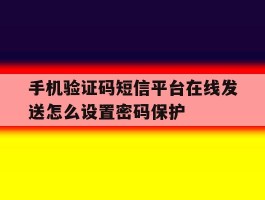 关于手机验证码短信平台在线发送怎么设置密码保护的信息