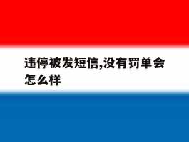 违停被发短信,没有罚单会怎么样