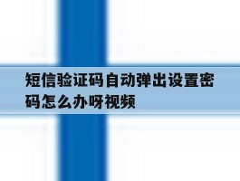 短信验证码自动弹出设置密码怎么办呀视频
