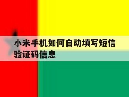 小米手机如何自动填写短信验证码信息
