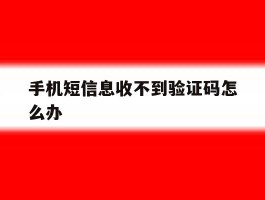 手机短信息收不到验证码怎么办