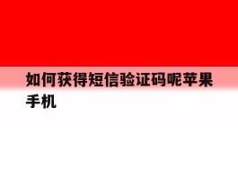 如何获得短信验证码呢苹果手机