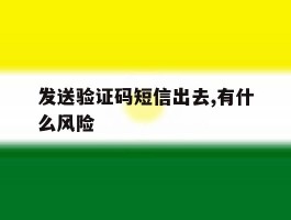 发送验证码短信出去,有什么风险