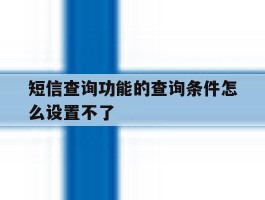 短信查询功能的查询条件怎么设置不了