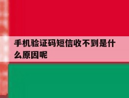 手机验证码短信收不到是什么原因呢