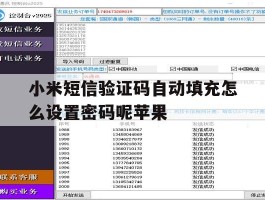 小米短信验证码自动填充怎么设置密码呢苹果