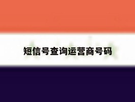 短信号查询运营商号码