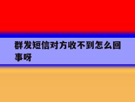 群发短信对方收不到怎么回事呀
