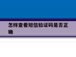 怎样查看短信验证码是否正确