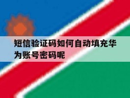 短信验证码如何自动填充华为账号密码呢