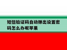 短信验证码自动弹出设置密码怎么办呢苹果