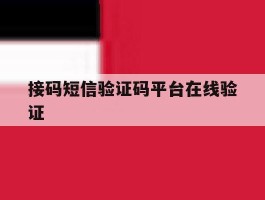 接码短信验证码平台在线验证