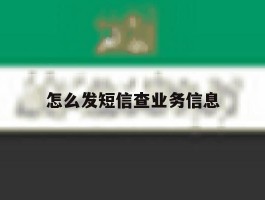 怎么发短信查业务信息