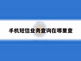 手机短信业务查询在哪里查
