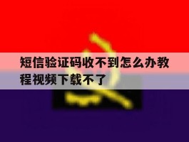 短信验证码收不到怎么办教程视频下载不了的简单介绍