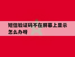 短信验证码不在屏幕上显示怎么办呀